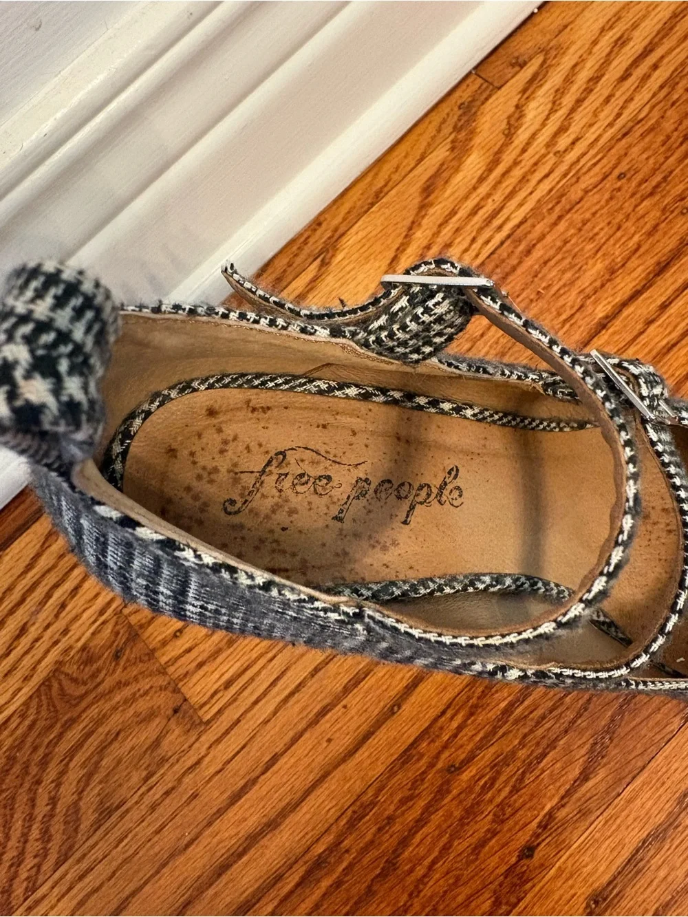 Free People Black and White Plaid Mary Jane Platform Heels